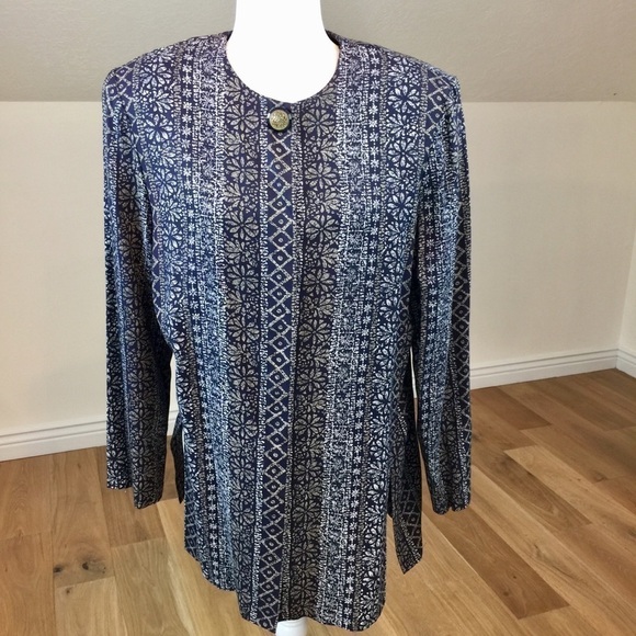 Vintage 80’s Long Sleeve Blouse Size L - Picture 2 of 8